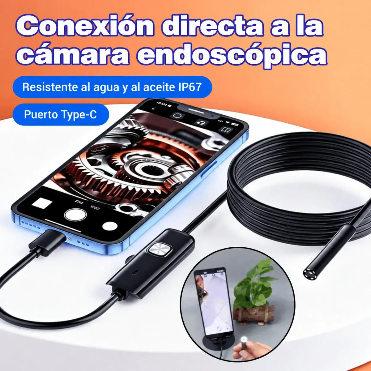 📱 Endoscopio industrial de 7 mm completamente nuevo con conexión directa a la cámara mediante USB tipo C, compatible con varios teléfonos móviles (endoscopio resistente al agua).