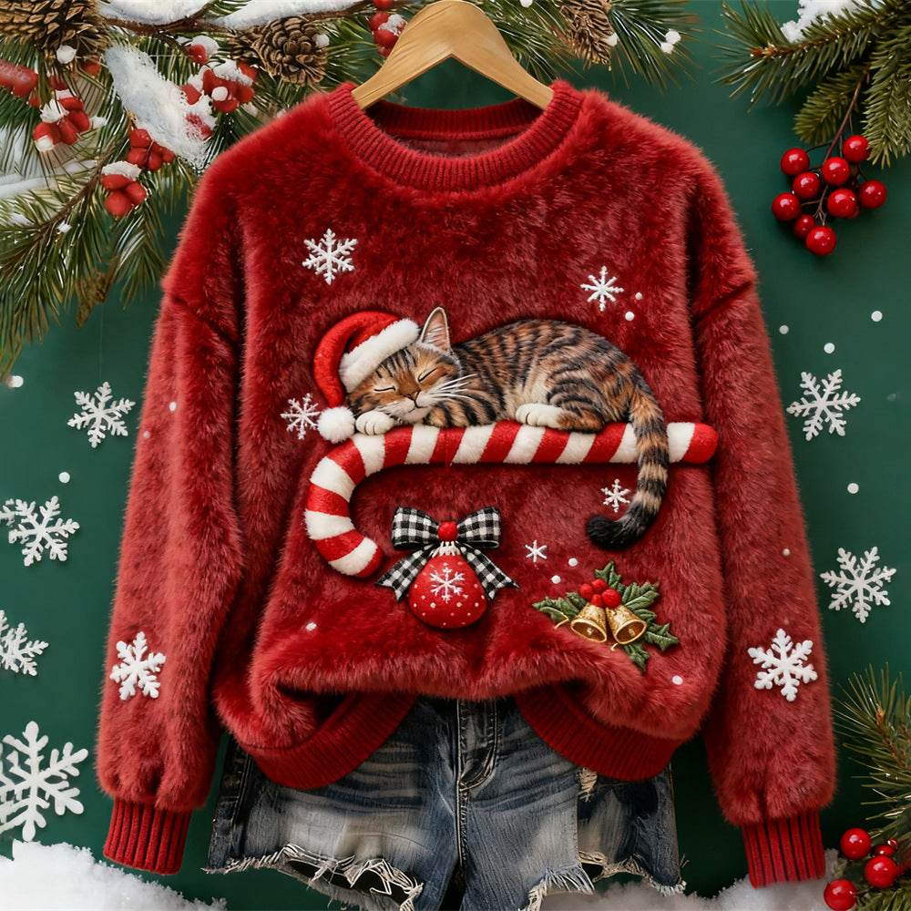 🎄❄️【Akcia -50%】Dámsky flanelový vianočný sveter s krásnymi potlačami