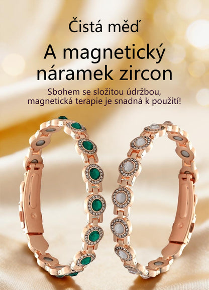 ✨Stylový luxusní magnetický náramek ze slitiny, magnetický náramek z čisté mědi a zirkonu