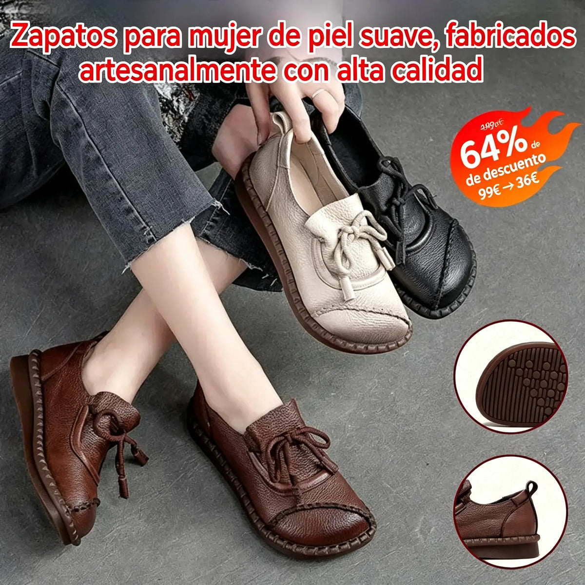 🔥 [Tallas 35–40] Zapatos de mujer de piel suave, hechos a mano y de alta calidad: cómodos y sin rozaduras.