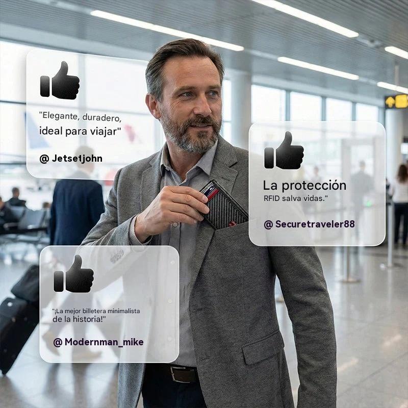 Imprescindible para hombres 👛 Cartera minimalista para hombre con función de protección RFID 👨