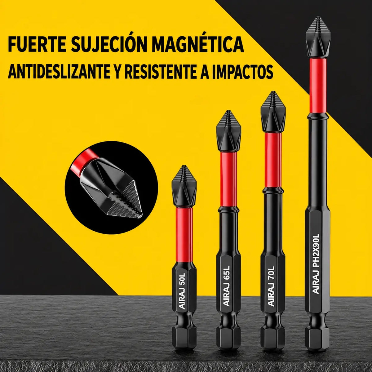 【6 piezas】Puntas de destornillador Phillips de acero de tungsteno, resistentes y antideslizantes, de alta dureza, para destornillador eléctrico