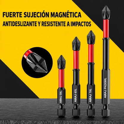 【6 piezas】Puntas de destornillador Phillips de acero de tungsteno, resistentes y antideslizantes, de alta dureza, para destornillador eléctrico