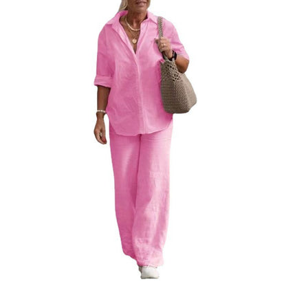 🔥【Vremenski ograničena ponuda - 50% popusta】【S-5XL】🌟Visokokvalitetni ženski set od pamuka i lana, ležernog kroja - unisex, prozračan, ugodan za kožu, udoban