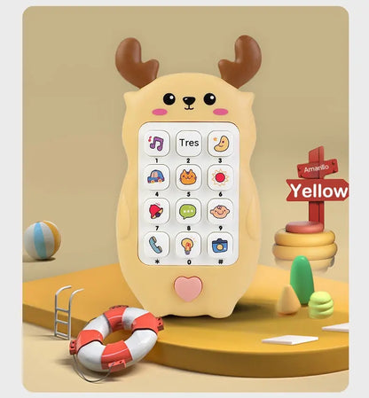 🎁2 piezas 28 euro🎨 Teléfono de juguete para bebés con diseño de ciervo: smartphone de simulación educativo bilingüe con música y cuentos para niños pequeños.