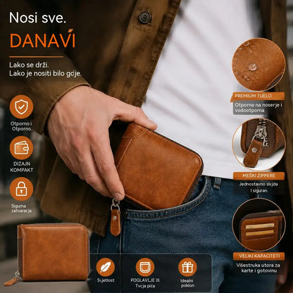 ✨🎁Retro muški novčanik od umjetne kože s patentnim zatvaračem, držačem za kartice/sklopivim novčanikom za kovanice.