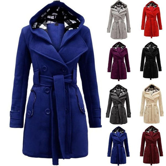 ✨【S-3XL】Dámska stredne dlhá teplá bunda s kapucňou