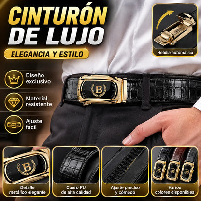 Nuevo cinturón de hombre de cuero genuino con hebilla automática.