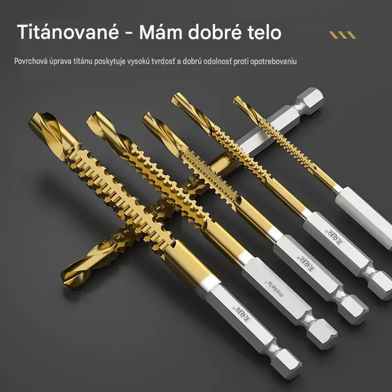 🛠️🔧(6 piezas)Broca helicoidal de acero de alta velocidad con revestimiento de titanio 2 en 1 – Vástago hexagonal, adecuada para taladrar y ranurar madera y metal🔩
