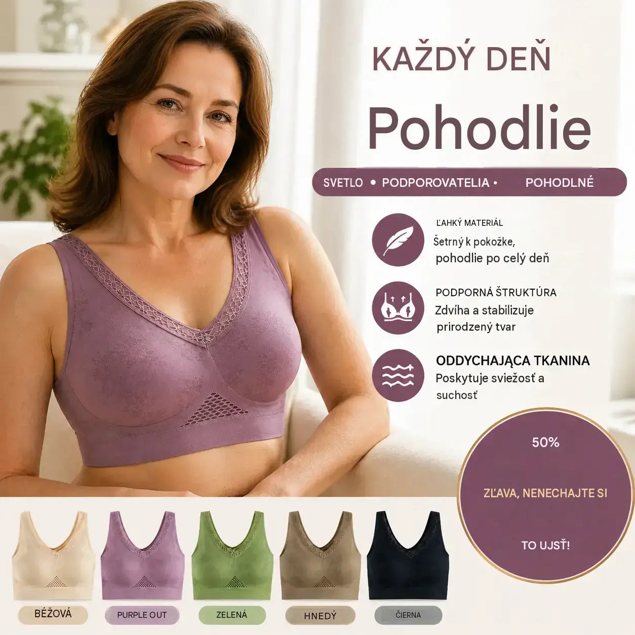 【Zestaw 3 sztuk】Biustonosz koronkowy bez fiszbin z wysokim wsparciem dla kobiet