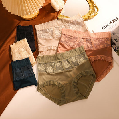 ✨🩲【6 kusov】Dámske bikiny s elastickým pásom a elegantnou čipkou - Vyrobené z chladivého ľadového hodvábu, s antibakteriálnymi a priedušnými vlastnosťami. Ľahkosť, pohodlie a štýl na celý deň!