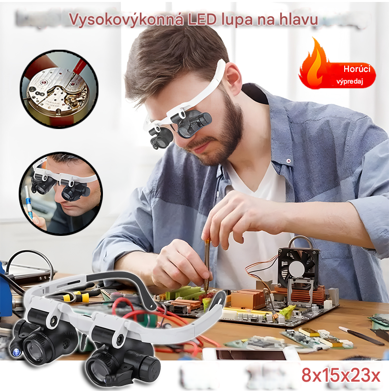 🔍🔍8x, 15x a 23x lupy s LED optickým svetlom. Vhodné na mechanické nástroje, opravu hodiniek, gravírovanie a oceňovanie starožitných šperkov.