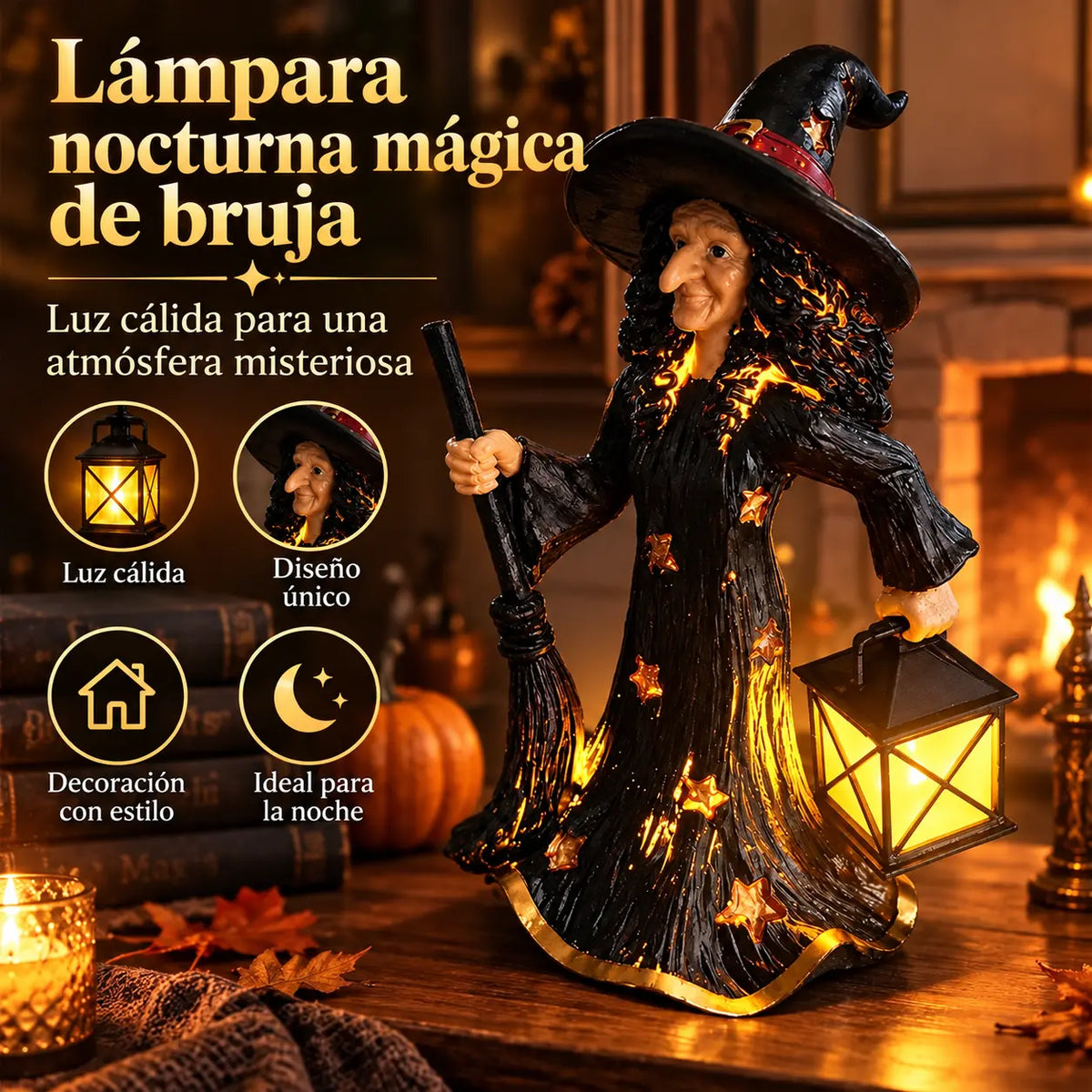 🧙✨Adorno de luz nocturna: Bruja Estelar