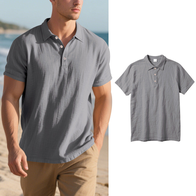 🔥【S-3XL】-30% OFF🌞Polo informal de lino de manga corta y corte holgado con cuello para hombre 2026