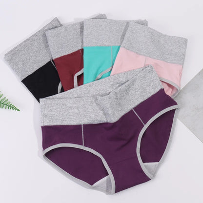 【5 piezas】 Ropa interior antibacteriana de puro algodón con cintura alta y absorción de humedad.