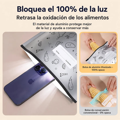 🥩【30 unidades】Bolsa hermética de papel de aluminio con cierre zip, apta para alimentos, para conservar la frescura en el frigorífico del hogar
