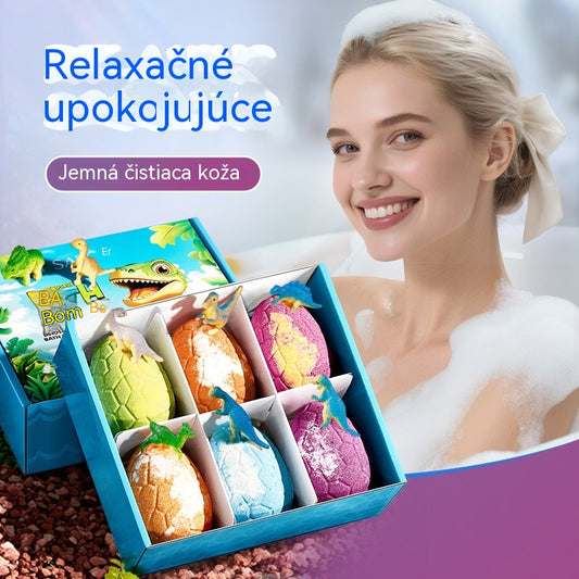 💦Sada guľôčok so soľou do kúpeľa v tvare dinosaurieho vajíčka (6 guľôčok), dlhotrvajúca voňavá čistiaca soľ do kúpeľa