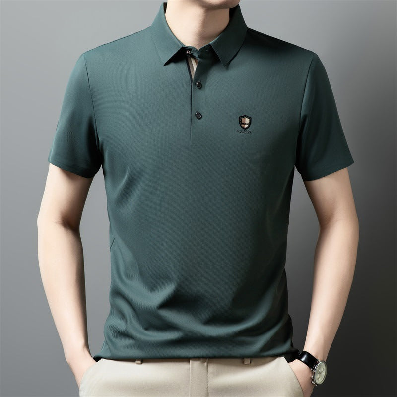 👔【M-4XL】Verano 2026 Nuevo polo casual con solapa de media manga de seda helada