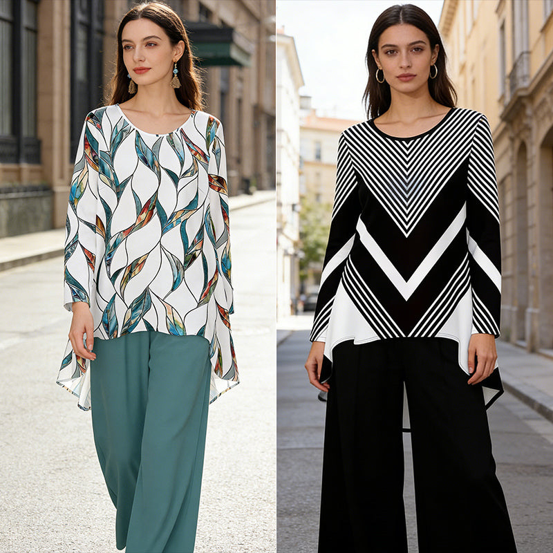 ⏳ Oferta por tiempo limitado ⏰【50-120 kg】👚 Conjunto informal de mujer con estampado de lunares, corte holgado.
