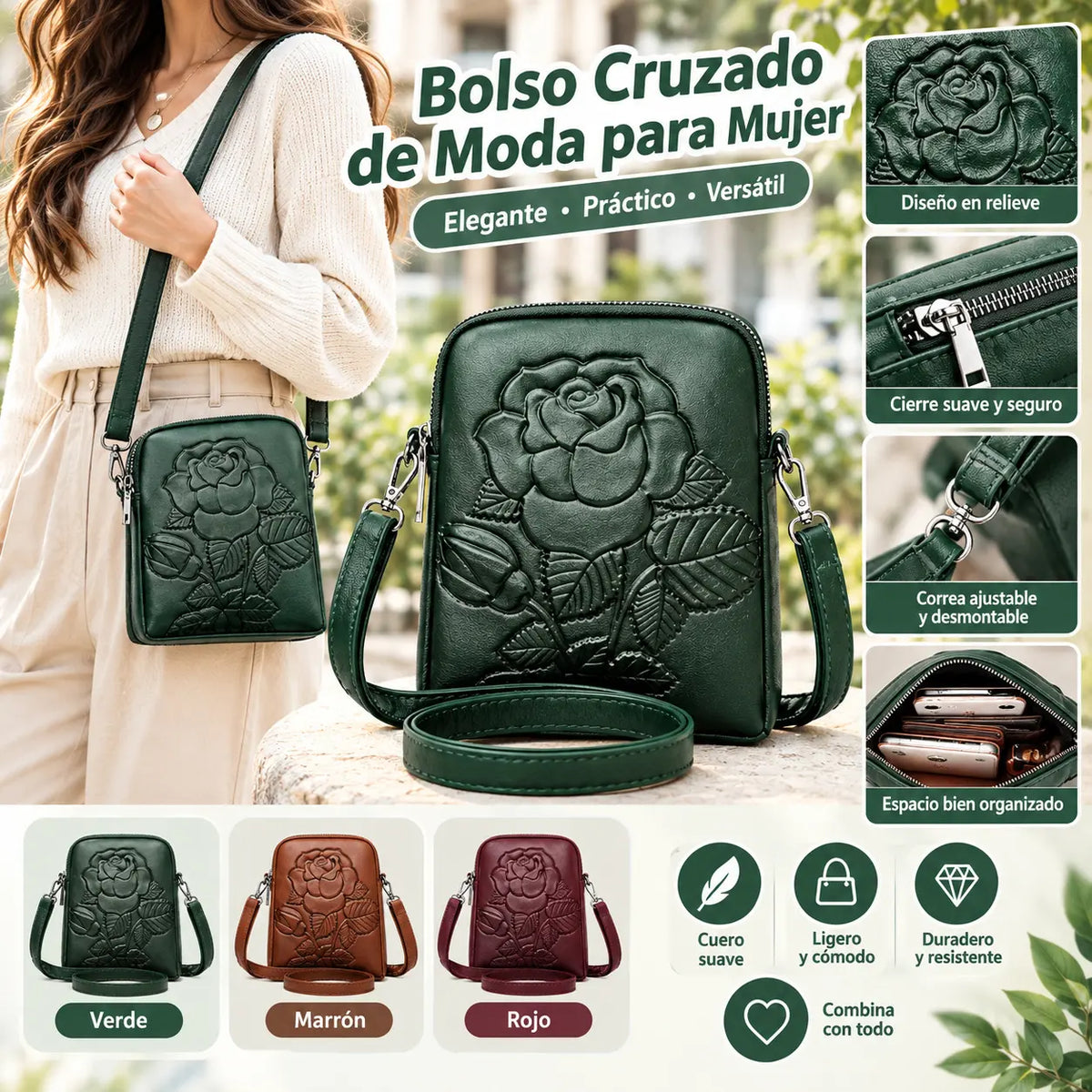 👜 Nuevo bolso bandolera/de hombro de piel suave de doble capa