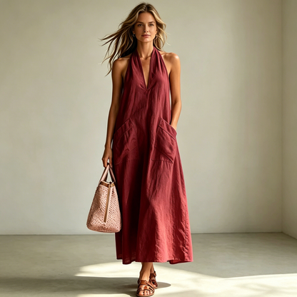 👗🎁💖【S-3XL】Ženska haljina od pamuka i lana s puf rukavima i gumbima