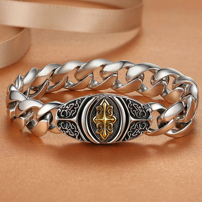 【50% de descuento】✨【Fabricado en plata pura】🔥Pulsera vintage para hombre con diseño de la suerte, estilo punk urbano, fabricada a mano para un look único
