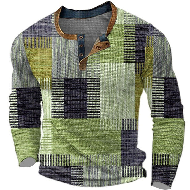 🌴🌈 [Venta por tiempo limitado] 👔 [S-4XL] Polo de manga larga con estampado para hombre