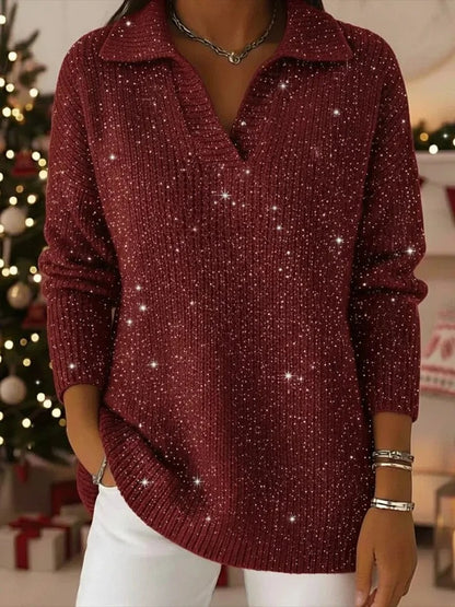 🔥【S-5XL】Pletený sveter s golierom a gradientným vzorom Dreamy Starly Sky