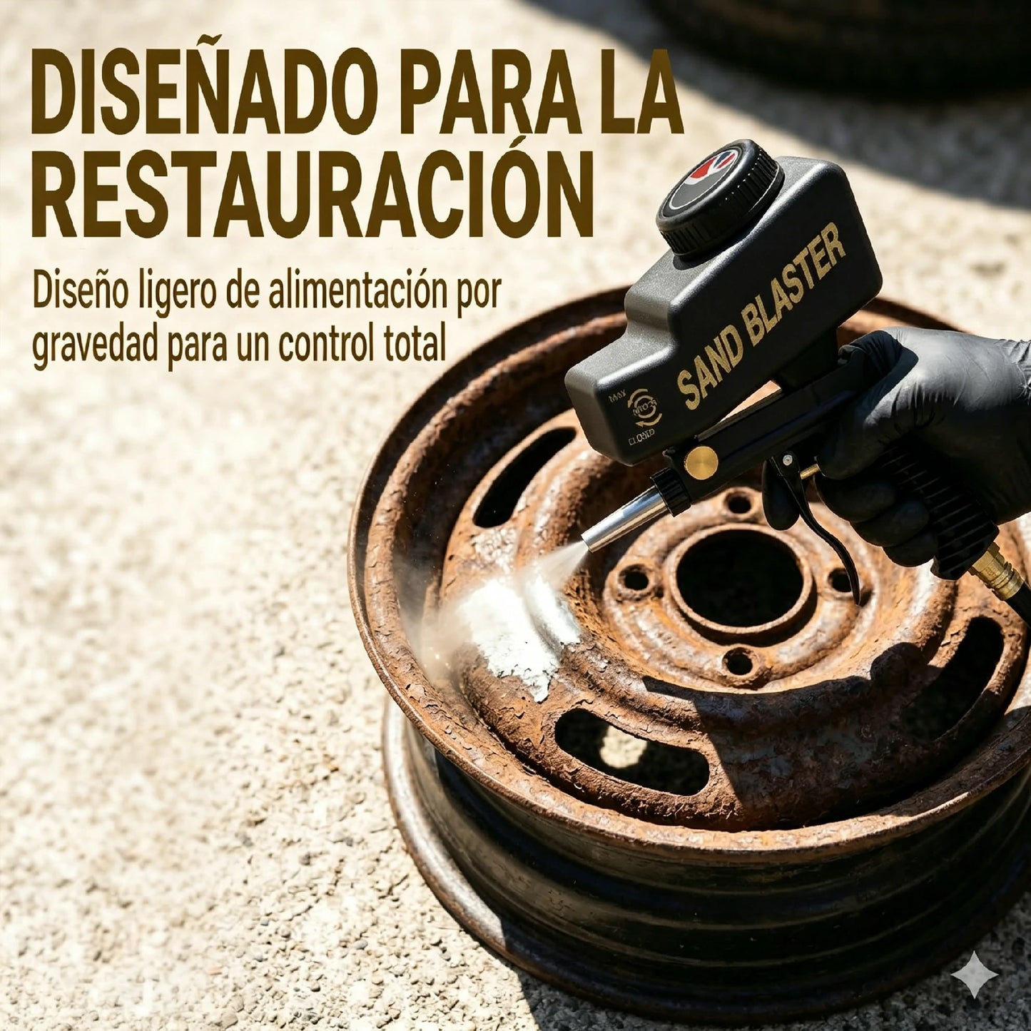 🔫✨ Pistola de chorro de arena portátil con alimentación por gravedad – para óxido, grabado y desbarbado