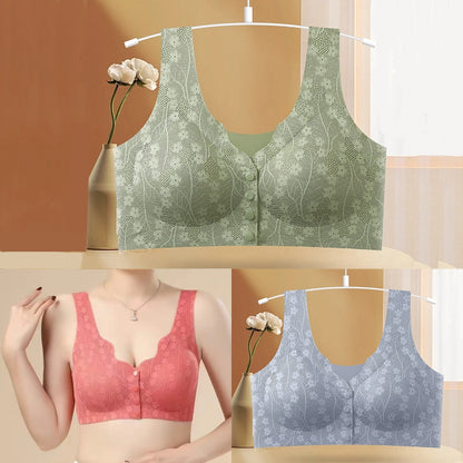 😍【3 bucăți】Sutien cu armătură pentru femei și nasture frontal 3852546 
