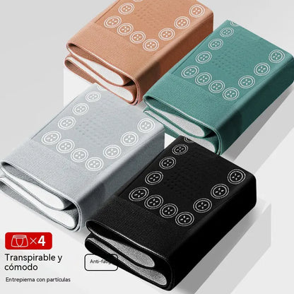 🔥 【Paquete de 4】Calzoncillos bóxer transpirables con textura de masaje y cintura media para hombre