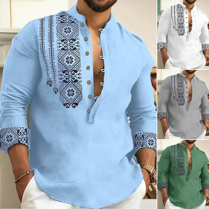 👑✨Reducere limitată [S-3XL] Noutăți de primăvară, cămăși casual cu mânecă lungă și rever pentru bărbați 