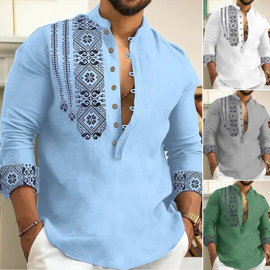 👑✨Reducere limitată [S-3XL] Noutăți de primăvară, cămăși casual cu mânecă lungă și rever pentru bărbați 
