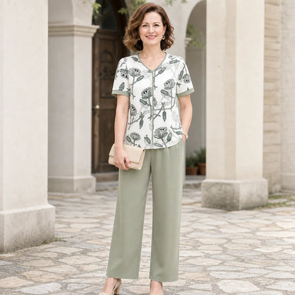 👚 Conjunto Casual con Estampado de Loto – Comodidad y Elegancia para los Días de Verano