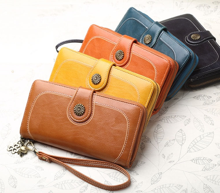 【🔥Horké prodeje】Nová ručně vyrobená mobilní peněženka z pravé kůže pro ženy