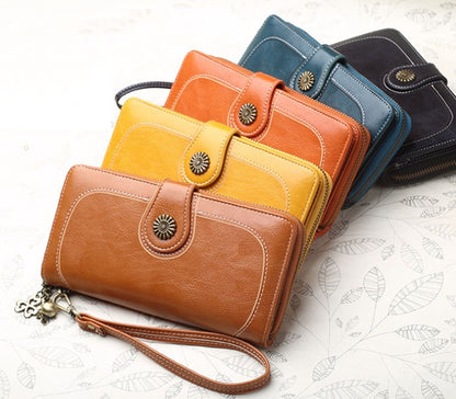 【🔥Horké prodeje】Nová ručně vyrobená mobilní peněženka z pravé kůže pro ženy