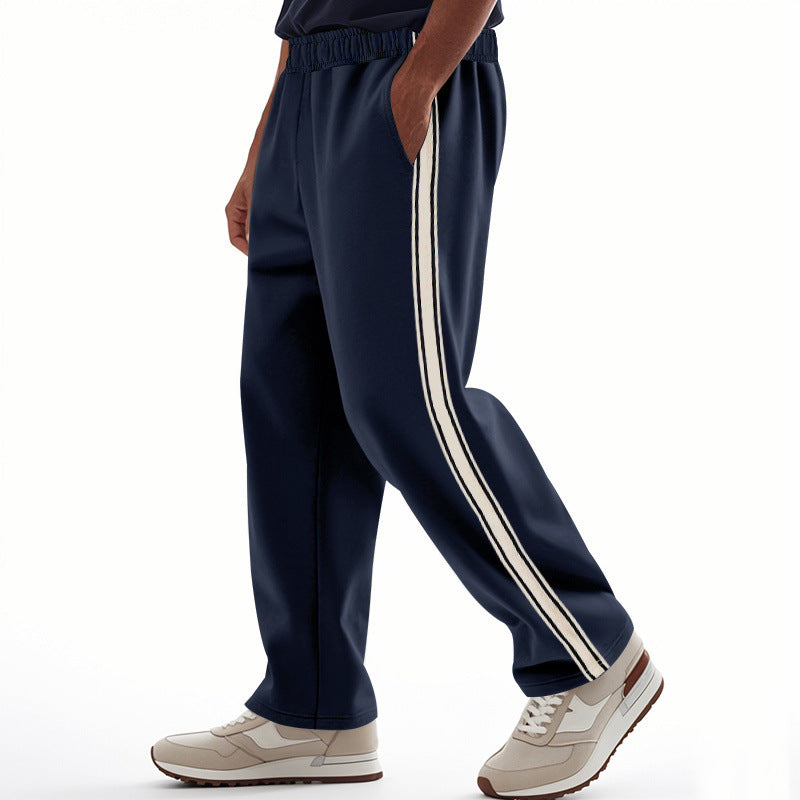 【S-3XL】Pantalón Deporte Hombre Verano 🏃‍♂️ Recto y Holgado, Diseño con Franjas, Estilo Casual