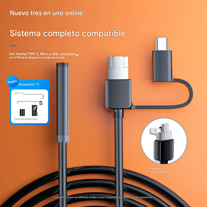 🔥【5 M】🔥 Cámara endoscópica USB impermeable 3 en 1 con LED