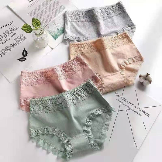 💞✨【1 set de 6 piese】💞Chiloți de damă cu talie medie, fără cusături, din bumbac respirabil 3855369 