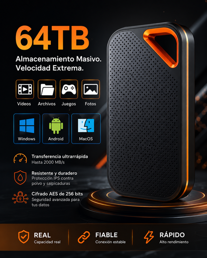 🔥【Último día con 50 % de descuento】🔥【64TB】Disco duro de estado sólido móvil de alta velocidad
