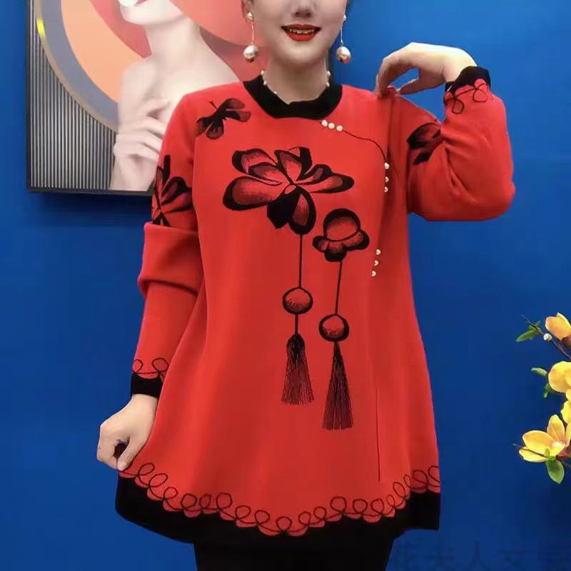 ❤️‍🔥🍁【M-5XL】Nový jesenný a zimný pletený top s potlačou 3782581