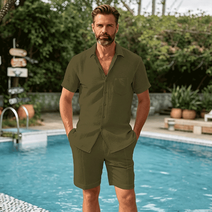 👔👖【Letnia promocja -50% 🔥】【S-3XL】🛒Letni męski sweter rozpinany z krótkim rękawem, luźny krój, wykonany z bawełny i lnu – dostępny również w większych rozmiarach