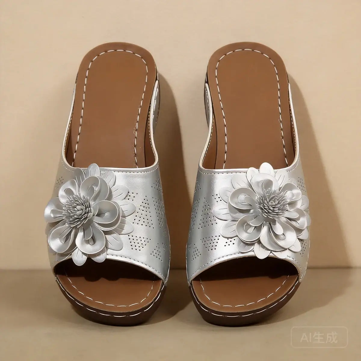 🔥🎀【Tallas 36-43】Zapatillas de plataforma caladas para mujer con flores tridimensionales
