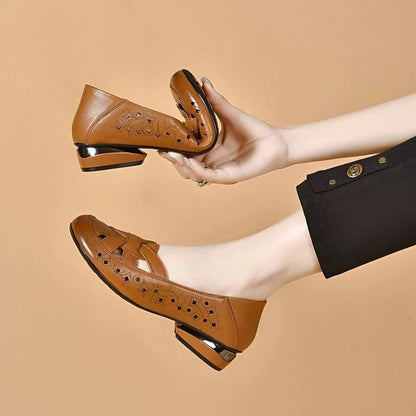 🥰Precio más bajo por tiempo limitado💞【35-40】Nuevos zapatos de mujer de piel auténtica con punta redonda y tacón bajo (modelo 2026)