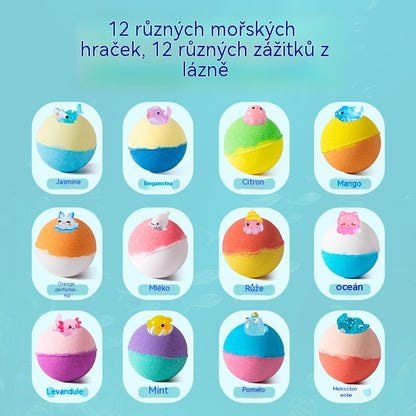 🛀💕12 kusov guličiek kúpeľovej soli v tvare morských živočíchov (50g/gulička) pre deti.