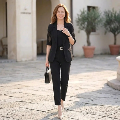 🏆【Chaqueta + Chaleco + Pantalones】Conjunto de traje de tres piezas profesional, elegante e informal