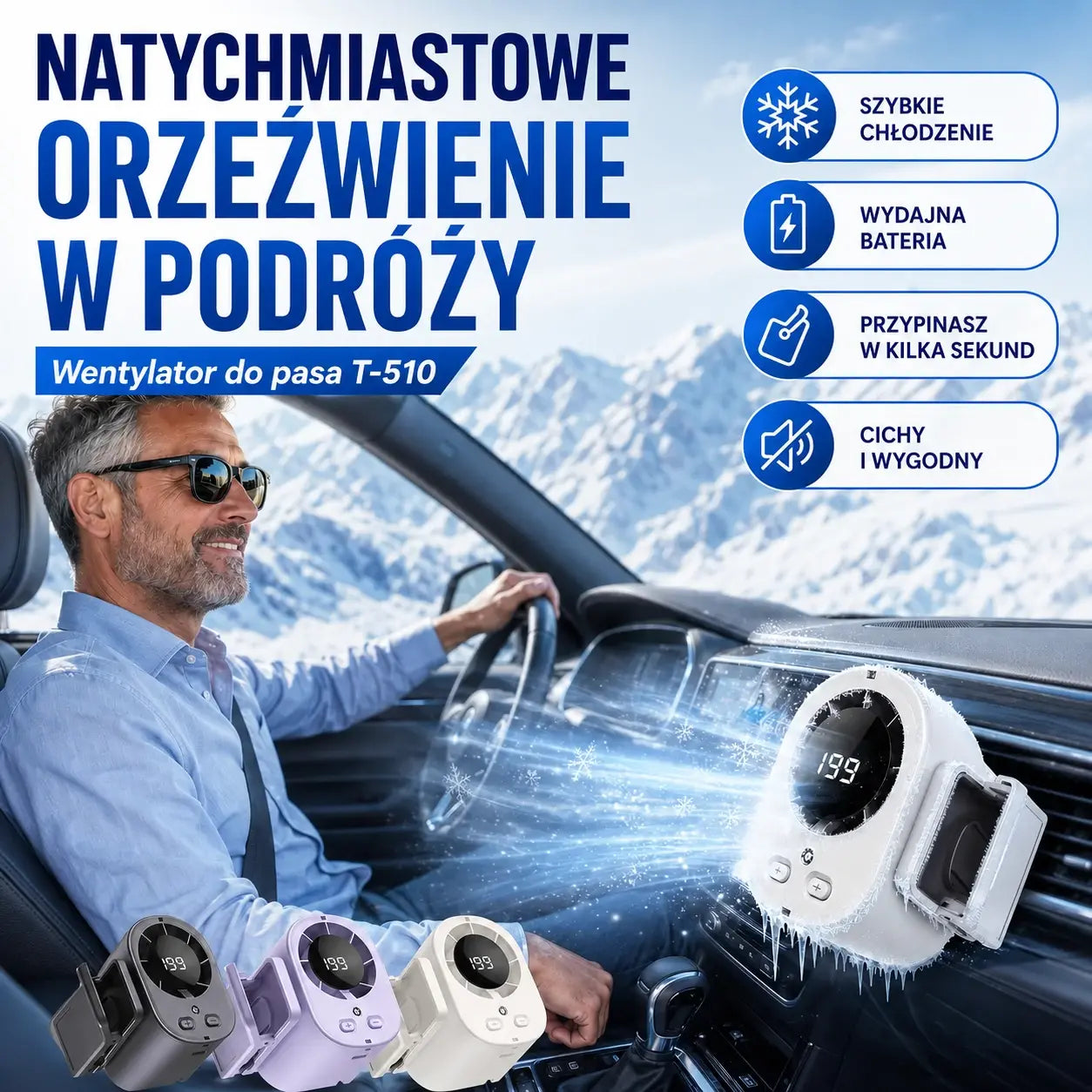 🌀❄Nowy wentylator USB o dużej pojemności z cyfrowym wyświetlaczem LED, do montażu w samochodzie i użytku na zewnątrz
