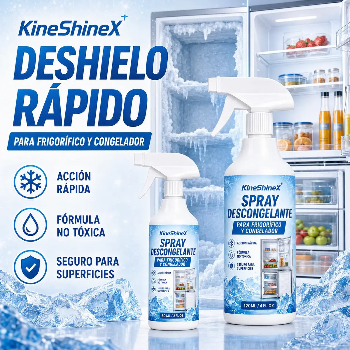 ❄️ Nuevo spray descongelante 2026 🧡 Elimina rápidamente el hielo del congelador