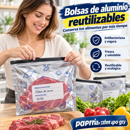 🔥【30 piezas】Bolsas herméticas de aluminio reutilizables para mantener los alimentos frescos