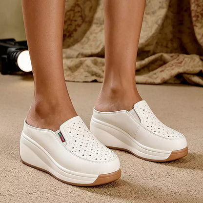 Mules de cuero genuino con plataforma anatómica: máxima comodidad para tus pies, transpirables, fáciles de poner y sin dolor. ✨